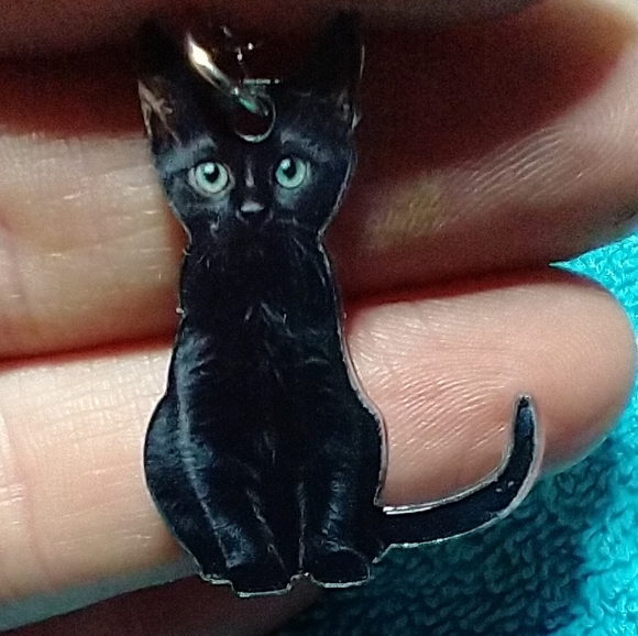 Cute black cat Halloween wire dangle earrings witch wicca gothic - Picture 2 of 4